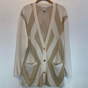 Vintage Pappagallo Oversized Gold Wool Blend Cardigan
